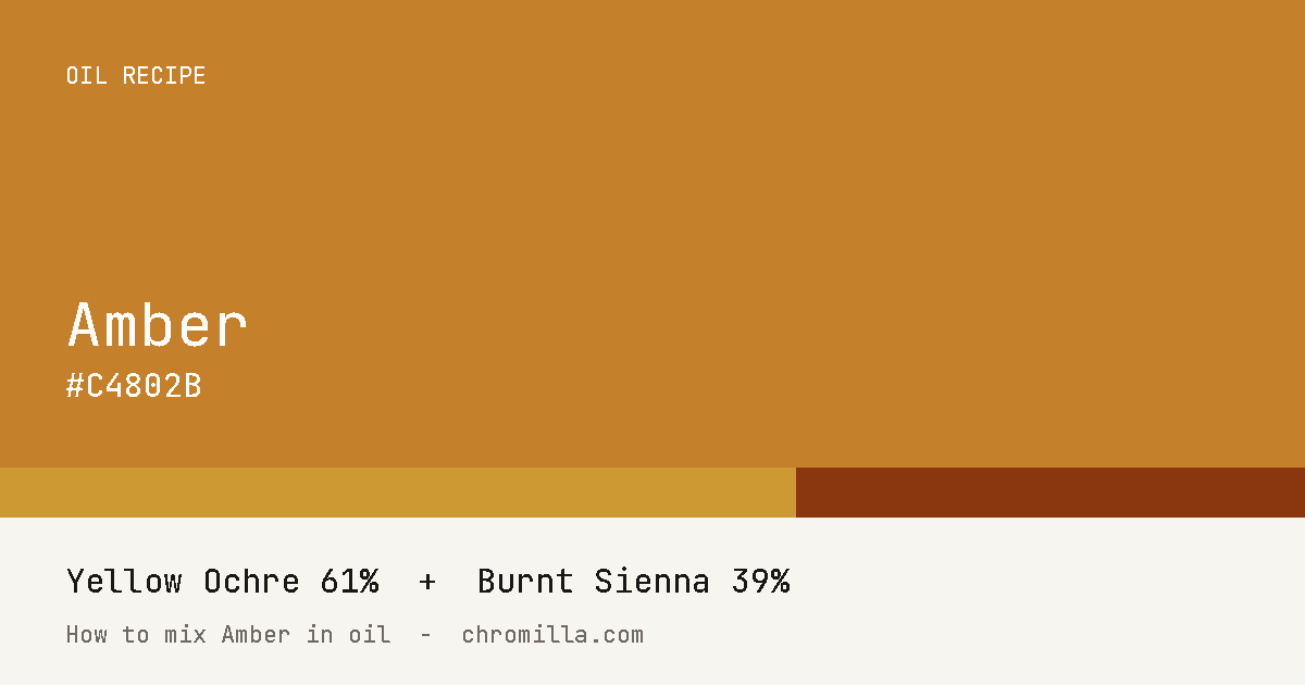 Amber paint swatch, hex #C4802B, mixed from Yellow Ochre and Burnt Sienna