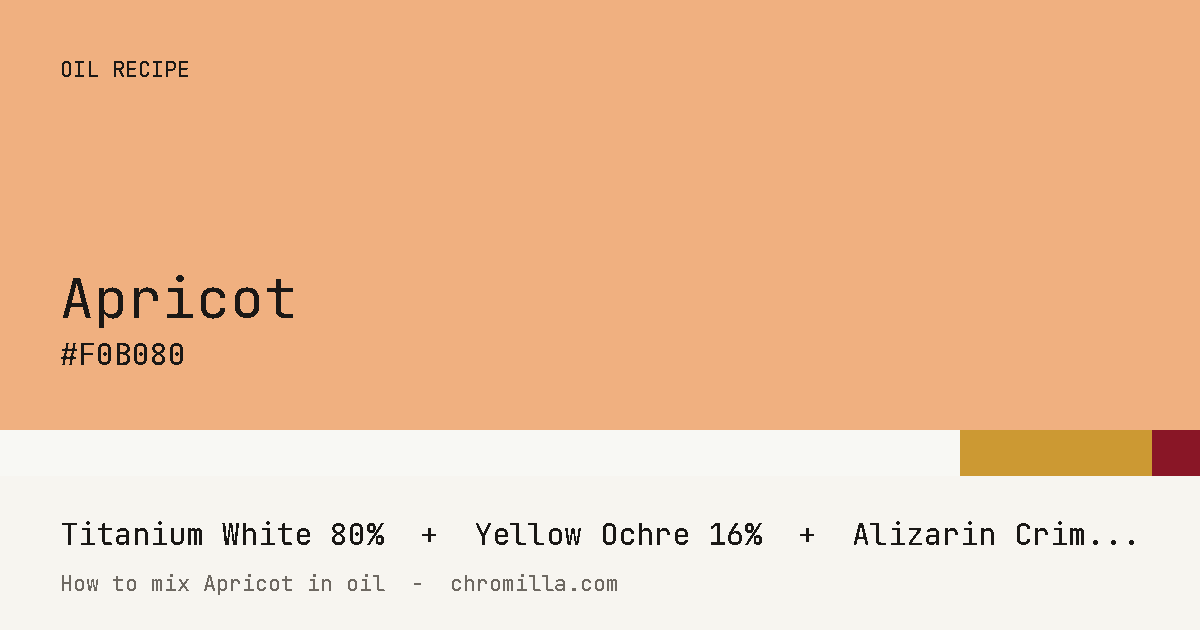 Apricot paint swatch, hex #F0B080, mixed from Titanium White, Yellow Ochre, and Alizarin Crimson