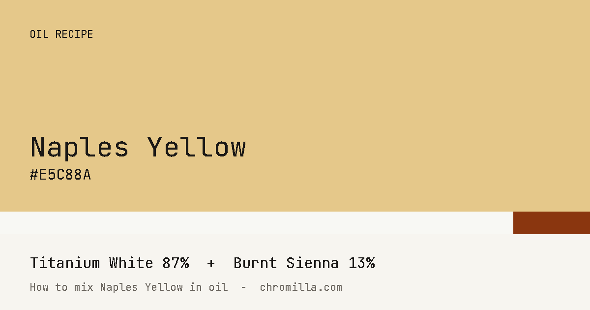 Naples Yellow paint swatch, hex #E5C88A, mixed from Titanium White and Burnt Sienna