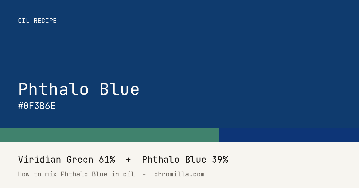 Phthalo Blue paint swatch, hex #0F3B6E, mixed from Viridian Green and Phthalo Blue