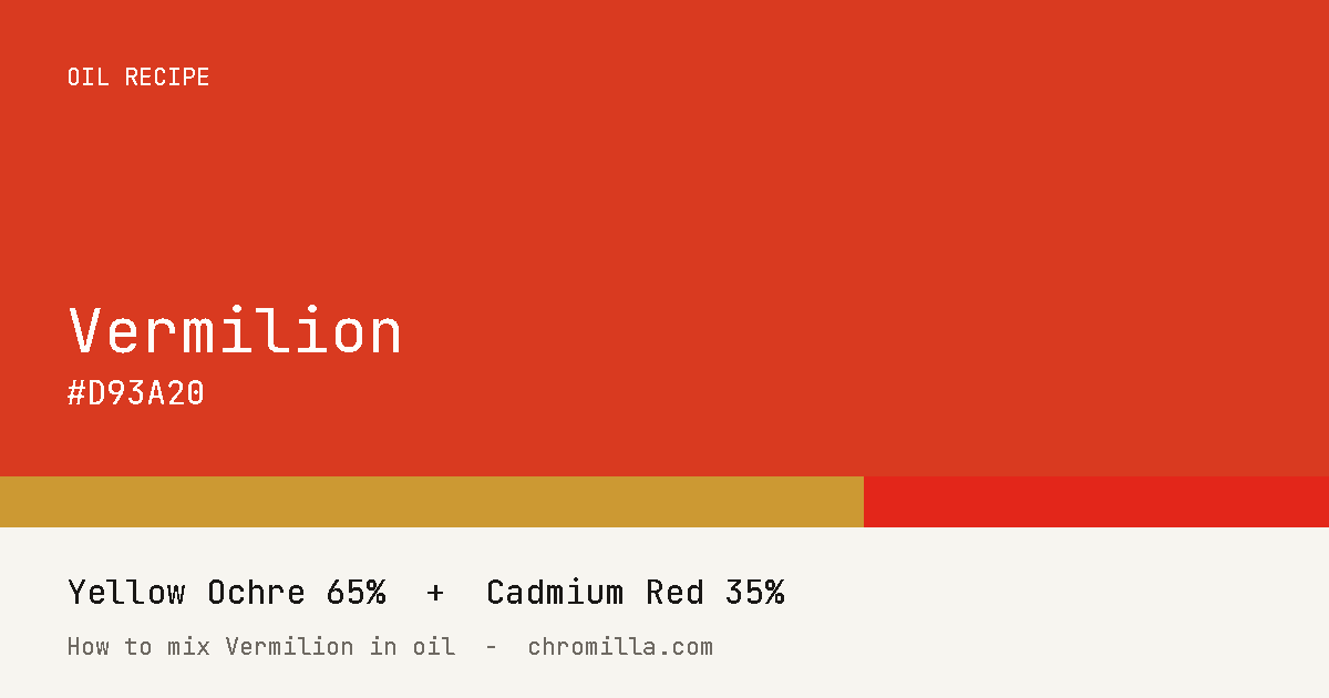 Vermilion paint swatch, hex #D93A20, mixed from Yellow Ochre and Cadmium Red