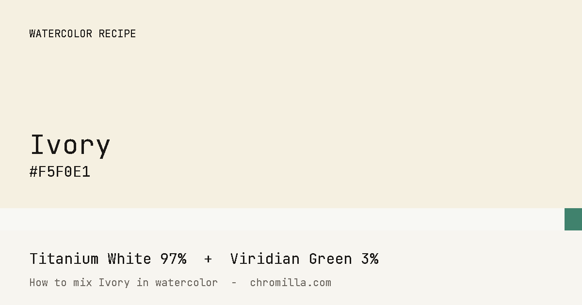 Ivory paint swatch, hex #F5F0E1, mixed from Titanium White and Viridian Green