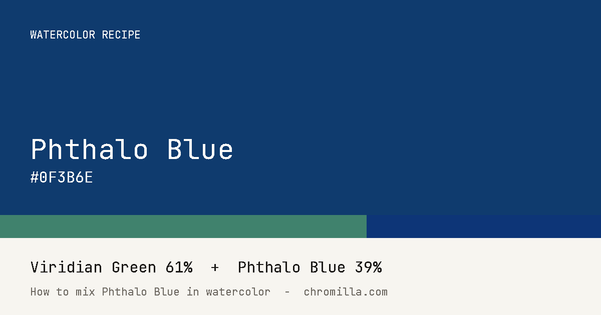 Phthalo Blue paint swatch, hex #0F3B6E, mixed from Viridian Green and Phthalo Blue